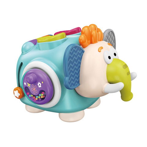 TeoMarket - Jucarie interactiva Montessori, Flippy, Jucarie pentru Bebelusi, Model Elefant Dragut, din Plastic rezistent, Varsta 18+ luni, 21 x 16 x 14 cm, Verde deschis