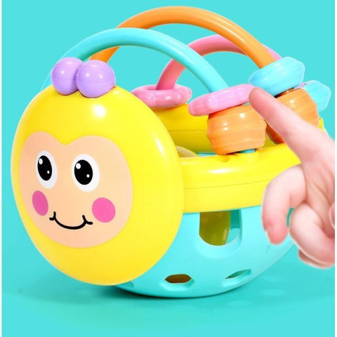 10 - 25 LEI - Jucarie Minge pentru Bebelusi, Flippy, pentru Dentitie, Interactiva, 0-12 Luni, Galben-Multicolor