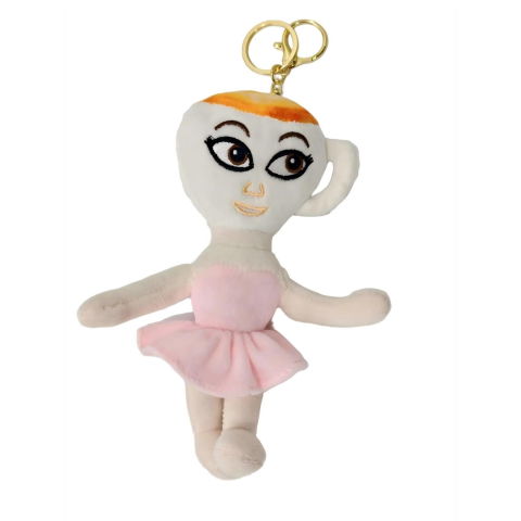 25 - 50 LEI - Jucarie Moale de Plus de Tip Breloc, Flippy, Model Italian Brainrot Ballerina Cappuccina, 17 x 14 cm, Roz