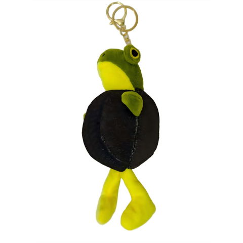 25 - 50 LEI - Jucarie Moale de Plus de Tip Breloc, Flippy, Model Italian Brainrot Broscuta cu Anvelopa Boneca Ambalabu, 18 x 11 cm, Negru Verde