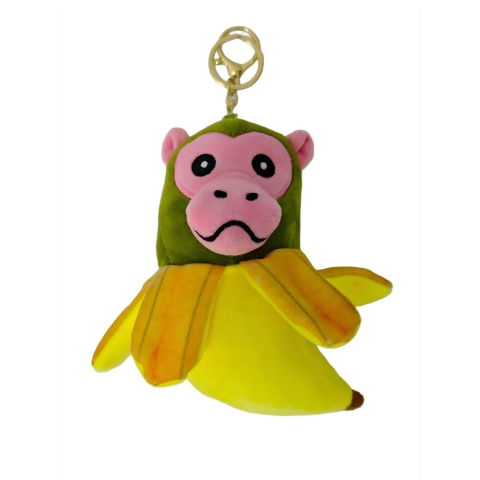 25 - 50 LEI - Jucarie Moale de Plus de Tip Breloc, Flippy, Model Italian Brainrot Maimuta Banana Chimpanzini Bananini, 14 x 10 cm, Verde Galben