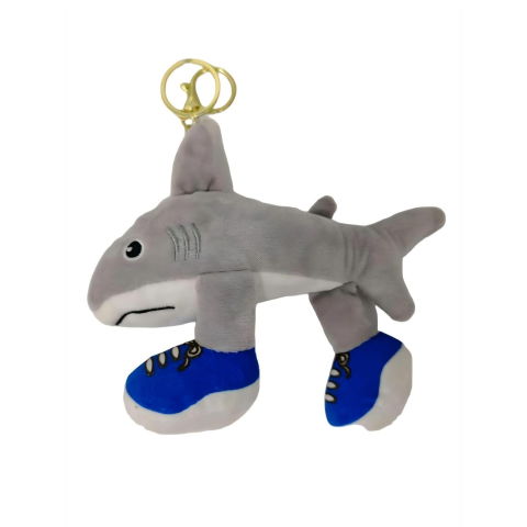 25 - 50 LEI - Jucarie Moale de Plus de Tip Breloc, Flippy, Model Italian Brainrot Rechinul cu Picioare Tralalero Tralala, 18 x 14 cm, Gri