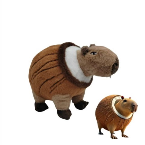 Import - Jucarie Moale de Plus Italian Brainrot, Flippy, cu Agatatoare, Model Capybara, Jucarie Moale pentru Copii, 25 x 17 cm, Maro