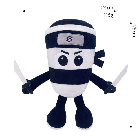 Jucarii de Plus Brainrot - Jucarie Moale de Plus Italian Brainrot, Flippy, cu Agatatoare, Model Ninja Spadellini Silenzioso, Jucarie Moale pentru Copii, 25 x 24 cm, Albastru Alb