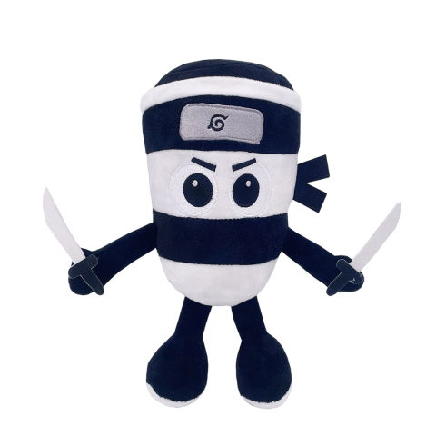 Jucarii de Plus Brainrot - Jucarie Moale de Plus Italian Brainrot, Flippy, cu Agatatoare, Model Ninja Spadellini Silenzioso, Jucarie Moale pentru Copii, 25 x 24 cm, Albastru Alb