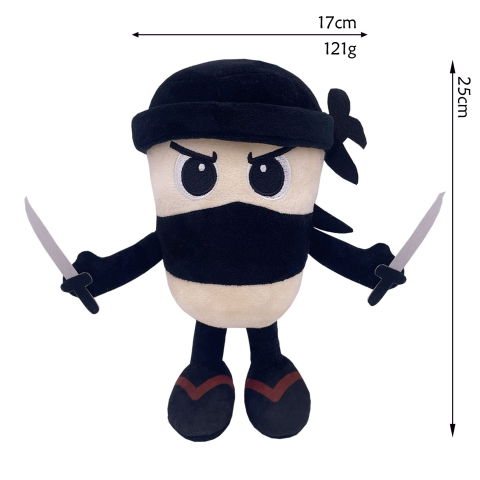 Jucarii de Plus Brainrot - Jucarie Moale de Plus Italian Brainrot, Flippy, cu Agatatoare, Model Ninjolino Tagliaspada, Jucarie Moale pentru Copii, 35 x 17 cm, Albastru inchis