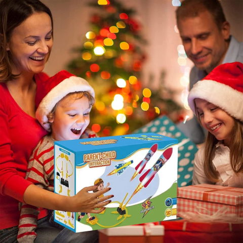 Jucarii interactive - Jucarie pentru Copii, Flippy, Lansator de Rachete cu Piciorul, Doua Lansatoare, 6 Rachete Fara Lumini, 45x18 cm, Galben