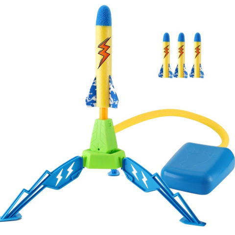 Jucarii interactive - Jucarie pentru Copii, Flippy, Lansator de Rachete cu Piciorul, un Singur Lansator, 3 Rachete cu Lumini, 40.5 cm Inaltime, Multicolor