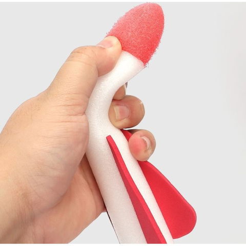 Jucarii interactive - Jucarie pentru copii, lansator rachete cu piciorul, un lansator, 3 rachete, fara lumina