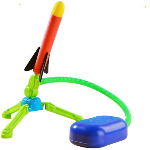 Jucarii interactive - Jucarie pentru copii, lansator rachete cu piciorul, un lansator, 3 rachete, fara lumina, model 2