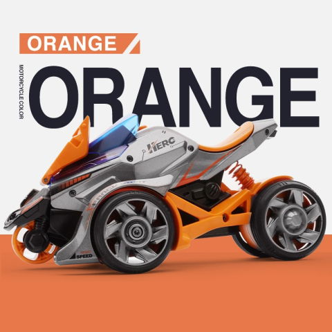 Import - Jucarie pentru copii, masina cu extensie de motocicleta 2 in 1, portocalie