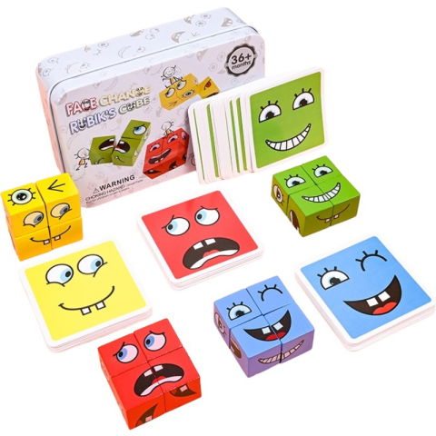 Best deals - Jucarie Pentru Copii Montessori Flippy, Cub din Lemn, Asamblare Fete, 64 de Carti Distractive, pentru Baieti si Fete, Varsta +3 ani, Educativ, Cutie din Aluminiu, 13.5 x 4 x 9 cm, multicolor