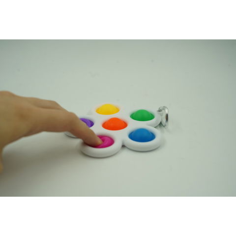 Import - Jucarie Push Pop Bubble Fidget, Pop It, breloc antistres, Floare, Multicolor/Alb