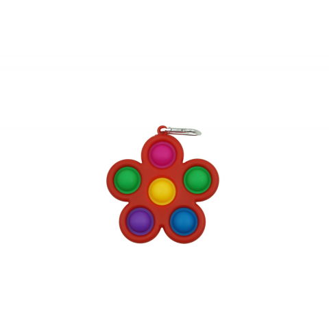 Import - Jucarie Push Pop Bubble Fidget, Pop It, breloc antistres, Floare, Multicolor/Rosu