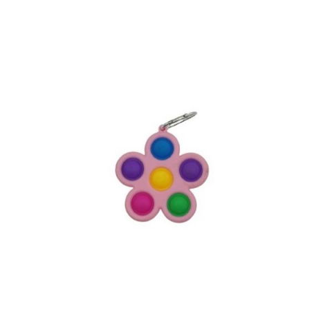 Import - Jucarie Push Pop Bubble Fidget, Pop It, breloc antistres, Floare, Multicolor/Roz