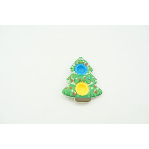 TeoMarket - Jucarie senzoriala antistres, Simple Dimple, Breloc cu 2 bulinute, Brad, Multicolor