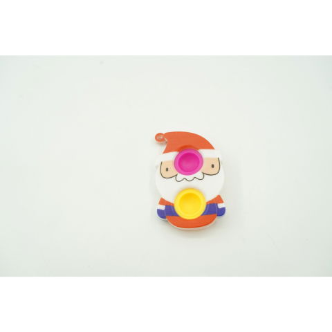 TeoMarket - Jucarie senzoriala antistres, Simple Dimple, Breloc cu 2 bulinute, Mos Craciun, Multicolor