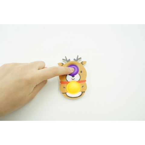 TeoMarket - Jucarie senzoriala antistres, Simple Dimple, Breloc cu 2 bulinute, Ren, Multicolor