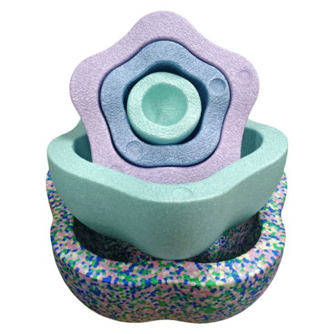 50 - 100 LEI - Jucarie Senzoriala de Echilibru, Flippy, Tip Stepping Stones, 5 Piese, din Spuma, pentru Miscare, Sarituri, Prindere, Diametru 28 cm, Model 3, Multicolor