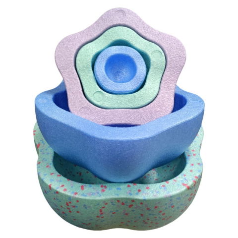 50 - 100 LEI - Jucarie Senzoriala de Echilibru, Flippy, Tip Stepping Stones, 5 Piese, din Spuma, pentru Miscare, Sarituri, Prindere, Diametru 28 cm, Model 4, Multicolor