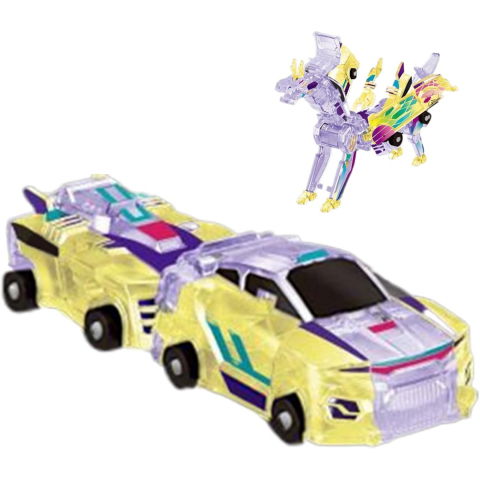 25 - 50 LEI - Jucarie Transformabila 2in1, Flippy, Crystal Wing Flying Dragon, Masina/Dragon, Atractie Magnetica, Fluorescent, +3 Ani, din ABS, Multicolor