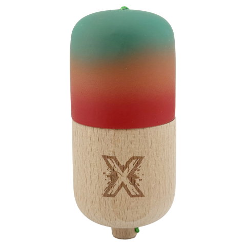 Import - Kendama Pill X Originala, Flippy, Profesionala Model Rubber Grip Pilula, din Lemn, Varsta 9+, Ata 62/65 cm, 11 x 5 x 5 cm, Gradient