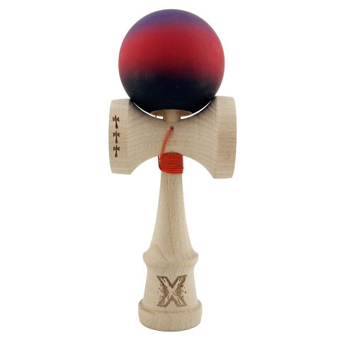 TeoMarket - Kendama X Originala, Profesionala, Flippy, Big Cups V2, Rubber Grip cu Cupe Mari, Rulment Metalic cu Ata 55 cm, Mov/Rosu/Negru