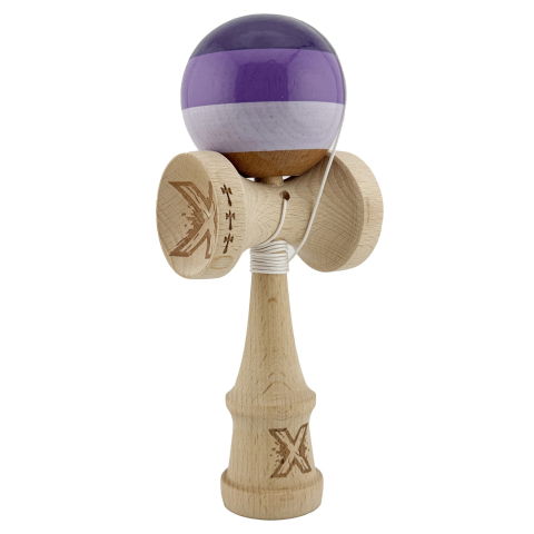 TeoMarket - Kendama X Originala, Profesionala, Flippy, Big Cups V2, Super Sticky Legendary Cupe Mari, Rulment Metalic cu Ata 55 cm, Purpuriu/Mov/Lila