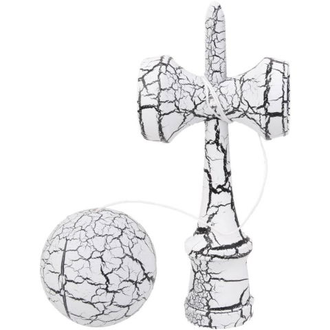 Kendama Cracked - Kendama X Originala, Profesionala, Flippy, Cracked, din Lemn, 18 cm, Alb/Negru