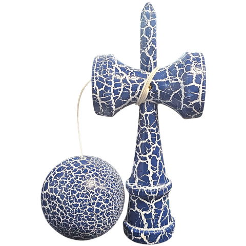 50 - 100 LEI - Kendama X Originala, Profesionala, Flippy, Cracked, din Lemn, 18 cm, Albastru/Alb