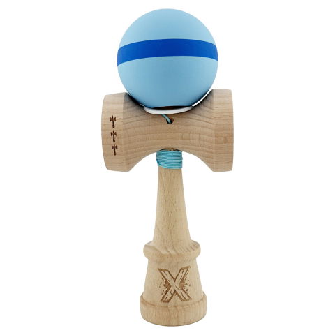 TeoMarket - Kendama X Originala, Profesionala, Flippy, Cupe Mari KING SIZE V3, Rubber Grip, Gaura in Baza, Rulment Metalic, din lemn 18 cm, Ata 62/65 cm, M Bleu/Albastru/Bleu