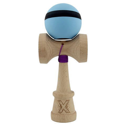 TeoMarket - Kendama X Originala, Profesionala, Flippy, Cupe Mari KING SIZE V3, Rubber Grip, Gaura in Baza, Rulment Metalic, din lemn 18 cm, Ata 62/65 cm, M Bleu/Negru/Bleu