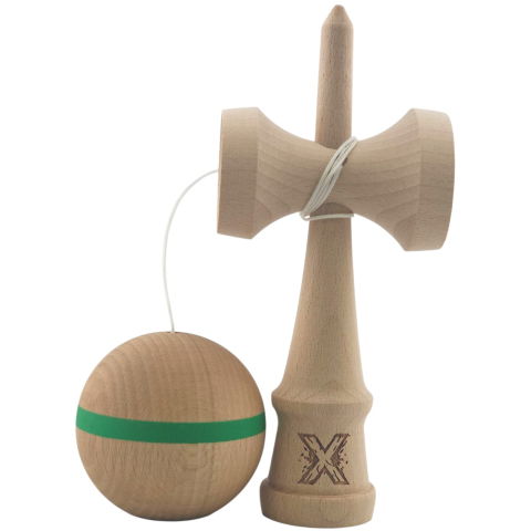 50 - 100 LEI - Kendama X Originală, Profesională, Flippy, din Lemn,18 cm, Model cu Dunga Verde