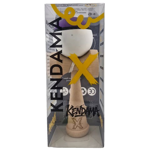 50 - 100 LEI - Kendama X Originala, Profesionala, Flippy, din Lemn, 18 cm, Multicolor Mov/Negru/Alb