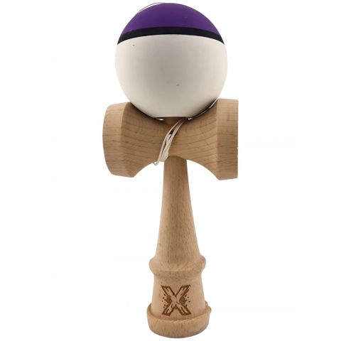50 - 100 LEI - Kendama X Originala, Profesionala, Flippy, din Lemn, 18 cm, Multicolor Mov/Negru/Alb