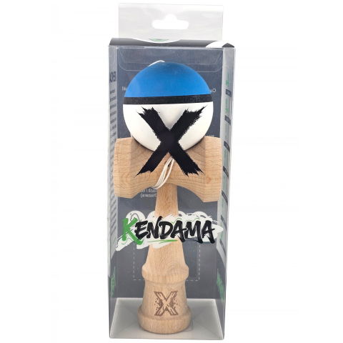 50 - 100 LEI - Kendama X Originala, Profesionala, Flippy, din Lemn, 18 cm, Rubber Grip, Albastru/Alb