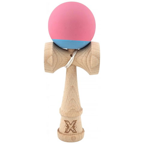 50 - 100 LEI - Kendama X Originala, Profesionala, Flippy, din Lemn, 18 cm, Rubber Grip, Roz/Gri