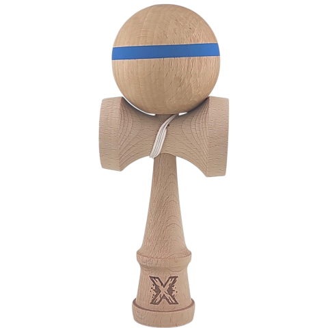 50 - 100 LEI - Kendama X Originala, Profesionala, Flippy, din Lemn, 18 cm, Special, Model cu Dunga, Albastru