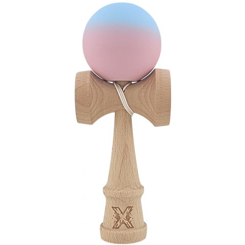 50 - 100 LEI - Kendama X Originala, Profesionala, Flippy, din Lemn, Rubber Grip, 18 cm, Albastru/Lila