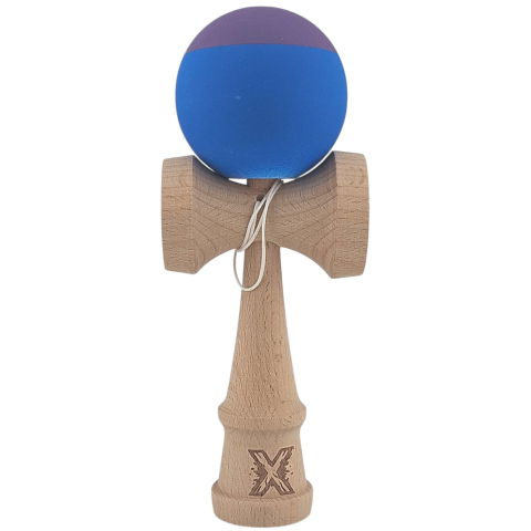 50 - 100 LEI - Kendama X Originala, Profesionala, Flippy, din Lemn, Rubber Grip, 18 cm, Albastru/Mov