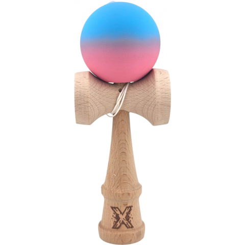 50 - 100 LEI - Kendama X Originala, Profesionala, Flippy, din Lemn, Rubber Grip, 18 cm, Albastru/Roz