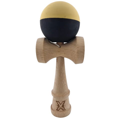 50 - 100 LEI - Kendama X Originala, Profesionala, Flippy, din Lemn, Rubber Grip, 18 cm, Galben/Negru