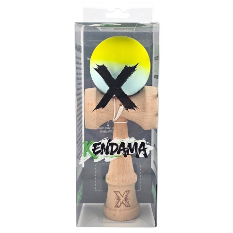 50 - 100 LEI - Kendama X Originala, Profesionala, Flippy, din Lemn, Rubber Grip, 18 cm, Galben Verde