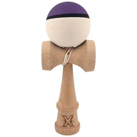 50 - 100 LEI - Kendama X Originala, Profesionala, Flippy, din Lemn, Rubber Grip, 18 cm, Mov/Negru/Alb