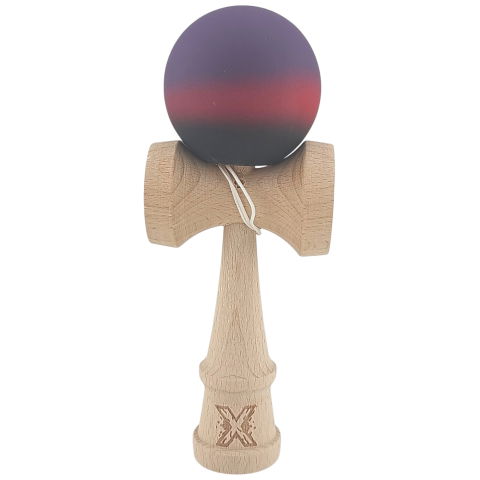 50 - 100 LEI - Kendama X Originala, Profesionala, Flippy, din Lemn, Rubber Grip, 18 cm, Mov/Rosu/Negru