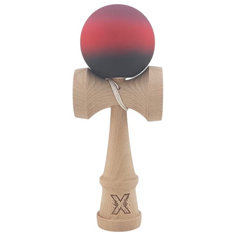 50 - 100 LEI - Kendama X Originala, Profesionala, Flippy, din Lemn, Rubber Grip, 18 cm, Mov/Rosu/Negru
