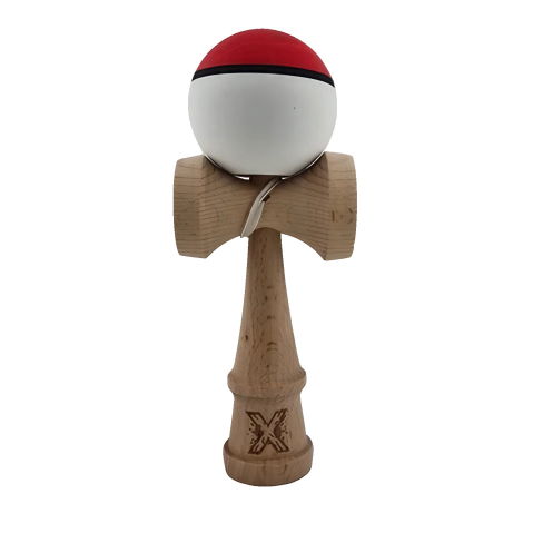 50 - 100 LEI - Kendama X Originala, Profesionala, Flippy, din Lemn, Rubber Grip, 18 cm, Rosu/Alb