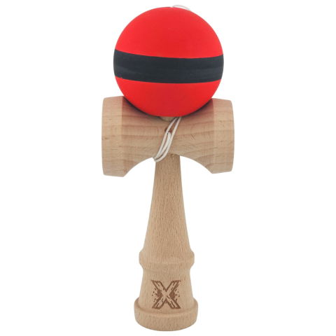 50 - 100 LEI - Kendama X Originala, Profesionala, Flippy, din Lemn, Rubber Grip, 18 cm, Rosu/Negru