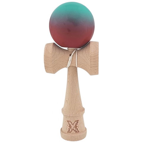50 - 100 LEI - Kendama X Originala, Profesionala, Flippy, din Lemn, Rubber Grip, 18 cm, Rosu/Verde