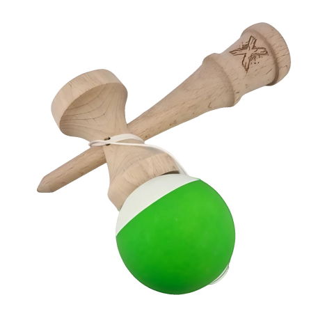 50 - 100 LEI - Kendama X Originala, Profesionala, Flippy, din Lemn, Rubber Grip, 18 cm, Verde/Alb